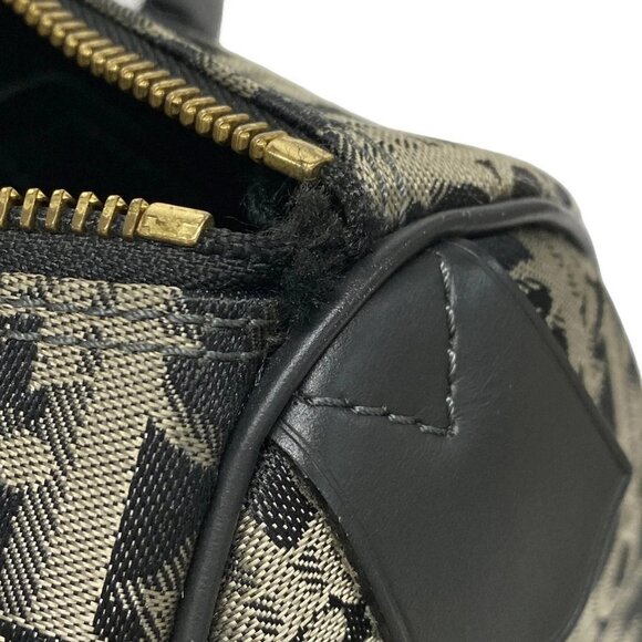 Auth DIOR/ChristianDior Trotteur Black Gray Dark Gray Jacquard Leather Handbag - Picture 12 of 16